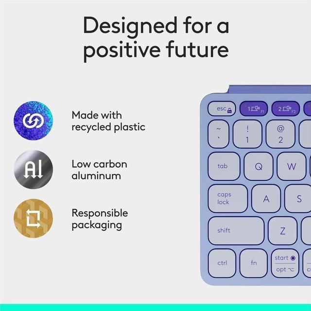 Alt view image 2 of 10 - Logitech Keys-To-Go 2 Portable Bluetooth Keyboard for Tablet With Built-in Cover - Slim and Compact Wireless Keyboard for Windows, Android, Linux, iPad, iPhone, Mac, Apple TV - Lilac
