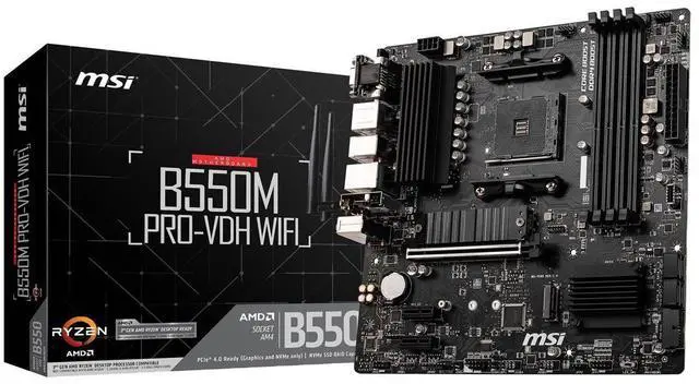 Alt view image 3 of 4 - MSI B550M PRO-VDH WIFI Desktop Motherboard - AMD B550 Chipset - Socket AM4 - Micro ATX - 128 GB DDR4 SDRAM Maximum RAM - 4x Memory Slots - Gigabit Ethernet - IEEE 802.11ac - HDMI - DisplayPort