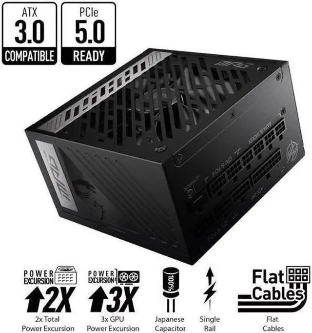 Main image of MSI - MPG A1000G PCIE 5.0, 80 GOLD Full Modular Gaming PSU, 12VHPWR Cable, 4080 4090 ATX 3.0 Compatible, 1000W Power Supply, 10 Year Warranty
