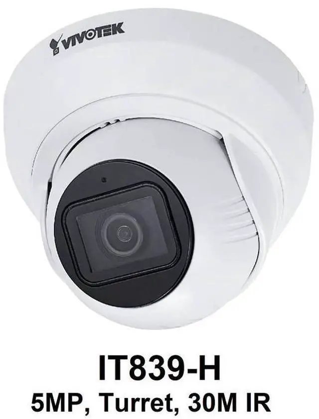 Alt view image 5 of 5 - VIVOTEK IT839-H-1Y VORTEX 5MP Outdoor IP66/IK08 IP Turret Camera with 2.8 mm Remote Focus P-Iris Lens and 1-Year Vortex Standard Cloud License, White