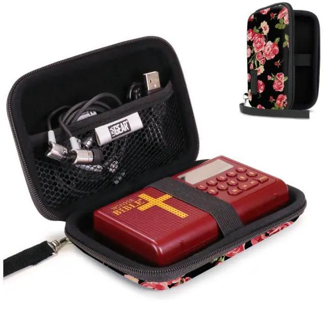 Main image of ACCESSORY POWER HS5 Audio Bible Case - USA GEAR Carry Case Compatible with Wonder Bible KJV - Hard Shell Case with Wrist Strap, Scratch Resistant Interior - Floral - GRHS500624FLWS