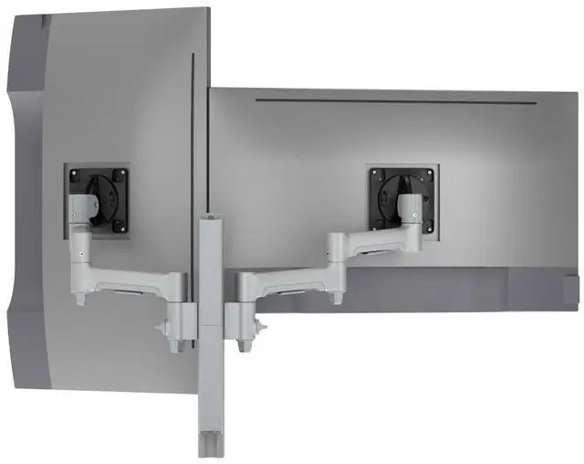 Main image of Atdec modular dual display mount, flat screens up to 26.5 lbs, curved screens up to 17.6 lbs, VESA mounting pattern 75x75 and 100x100, white Model AWMS-2-4640-F-W