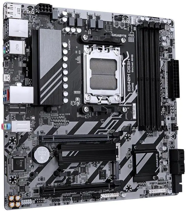 Alt view image 3 of 3 - GIGABYTE B840M DS3H Motherboard - AMD Ryzen 9000 CPUs, 8+2+2 Phases VRM, up to 8200MHz DDR5, 2xPCIe 4.0 M.2, 2.5GbE LAN, USB 3.2 Gen 1