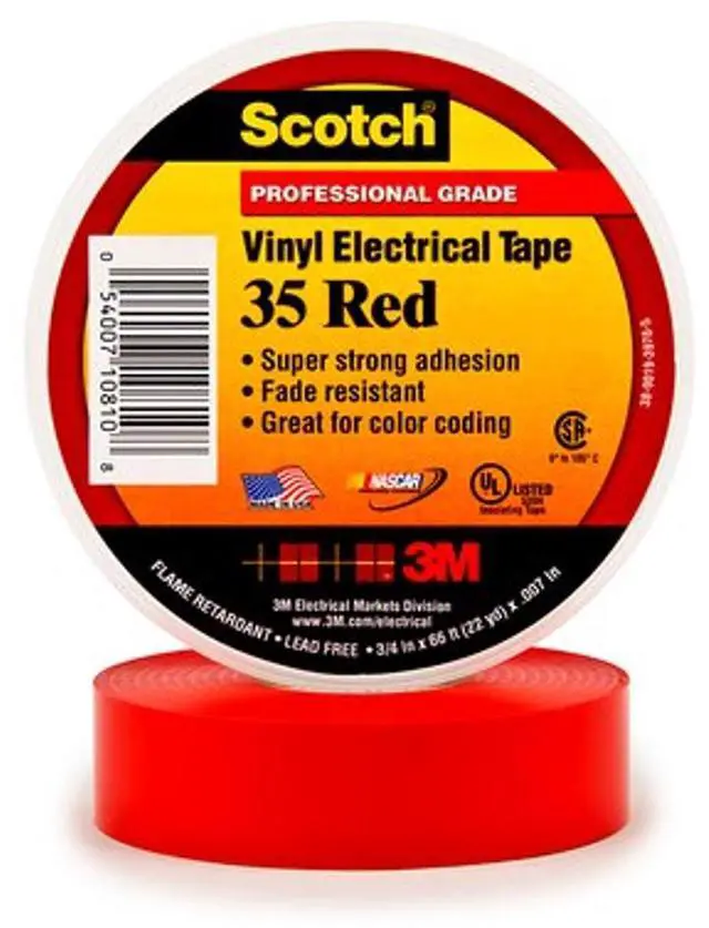 Main image of 3M Vinyl Color Coding Tape 3/4" X 66 Ft Red Model 35-3/4X66FT-RD
