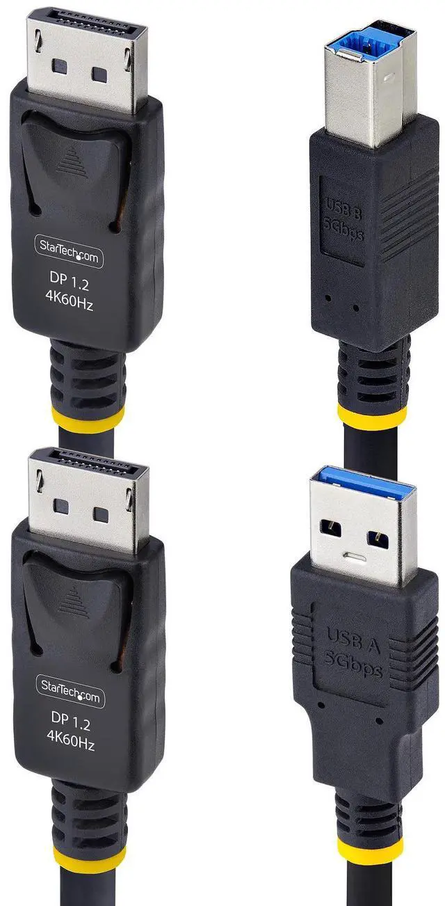 Alt view image 2 of 9 - StarTech 10ft (3m) DisplayPort and USB 5Gbps KVM Cable, 4K 60Hz, DP 1.2 and USB Combo Cable for DisplayPort KVM Switches DU12210-KVM-CABLE