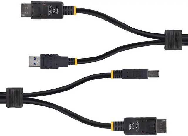 Alt view image 3 of 9 - StarTech 10ft (3m) DisplayPort and USB 5Gbps KVM Cable, 4K 60Hz, DP 1.2 and USB Combo Cable for DisplayPort KVM Switches DU12210-KVM-CABLE