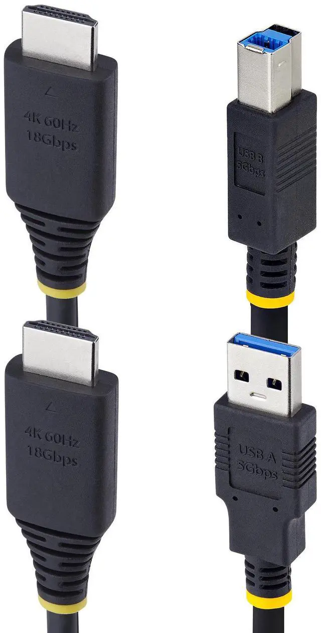 Alt view image 2 of 9 - StarTech 10ft (3m) HDMI and USB 5Gbps KVM Cable, 4K 60Hz, HDMI 2.0 and USB Combo Cable for KVM Switches HU12210-KVM-CABLE