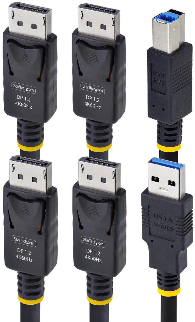 Alt view image 2 of 9 - StarTech 6ft (1.8m) Dual-DisplayPort and USB 5Gbps KVM Cable, 4K 60Hz, DP 1.2 and USB Combo Cable for Dual-Monitor KVM Switches DDU1226-KVM-CABLE