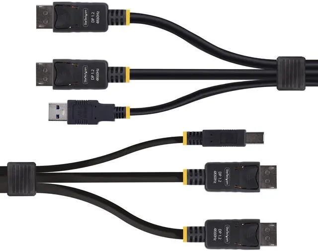 Alt view image 3 of 9 - StarTech 6ft (1.8m) Dual-DisplayPort and USB 5Gbps KVM Cable, 4K 60Hz, DP 1.2 and USB Combo Cable for Dual-Monitor KVM Switches DDU1226-KVM-CABLE