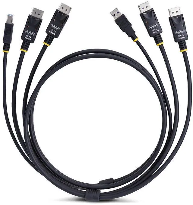 Alt view image 4 of 9 - StarTech 6ft (1.8m) Dual-DisplayPort and USB 5Gbps KVM Cable, 4K 60Hz, DP 1.2 and USB Combo Cable for Dual-Monitor KVM Switches DDU1226-KVM-CABLE