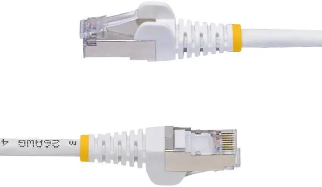 Main image of StarTech 50ft White Slim CAT6 Ethernet Cable, Snagless, 100W PoE, UTP, LSZH, 28AWG Pure Bare Copper Wire, Slim RJ45 Network Patch Cord w/Strain Reliefs, Fluke Tested Model N6PAT50WHS