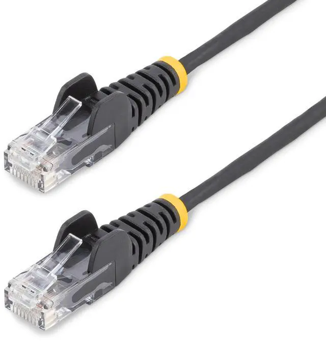 Main image of StarTech 5ft Black Slim CAT6 Ethernet Cable, Snagless, 100W PoE, UTP, LSZH, 28AWG Bare Copper Wire, Slim RJ45 Network Patch Cord, Fluke Tested N6PAT5BKS
