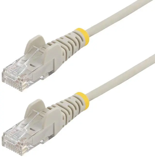 Main image of StarTech 5ft Gray Slim CAT6 Ethernet Cable, Snagless, 100W PoE, UTP, LSZH, 28AWG Bare Copper Wire, Slim RJ45 Network Patch Cord, Fluke Tested N6PAT5GRS