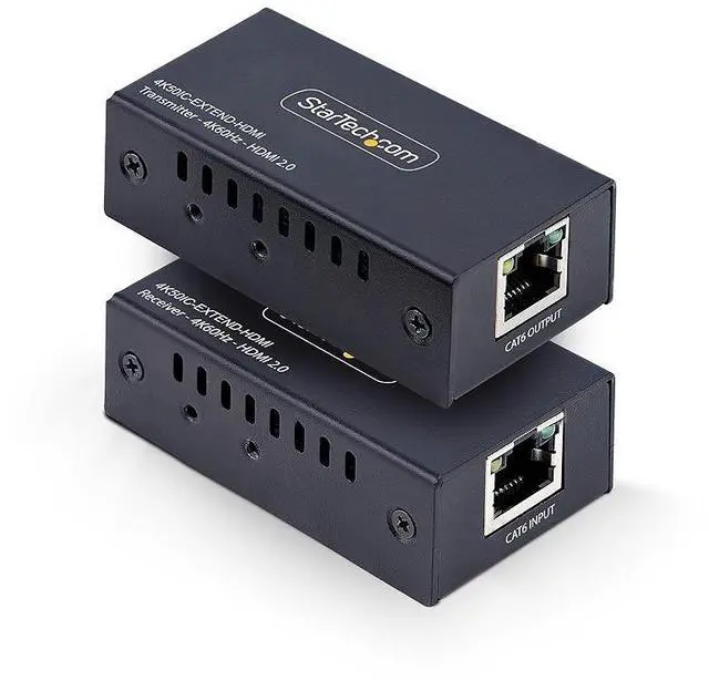 Main image of StarTech HDMI Extender Over CAT5e/CAT6, 4K 60Hz, Up to 200ft (60m), Transmitter and Receiver Kit, Power Over Cable, Compact Form Factor Model 4K50IC-EXTEND-HDMI