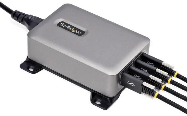 Main image of StarTech 4-Port Multi-Device USB-C Charger, 240W Total, Single Port 140W EPR, PD 3.1, Screw Locking Ports, Surface Mounting, Ideal for Boardrooms model 424DNA-USB-C-CHARGER