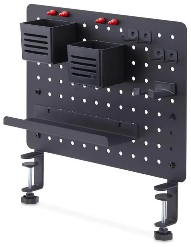 Main image of StarTech Clamp-On Pegboard with Accessories, 16.5 x 12.5in, Steel Pegboard, Desktop Storage Organizer, Desk Mount Peg Board - 1612B-DESK-PEGBOARD , Black