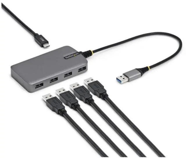 Alt view image 3 of 7 - StarTech 4-Port USB-A Hub, 5Gbps, Bus Powered, USB-A to 4x USB-A Hub with USB-C Auxiliary Power Input, 1ft/30cm Host Cable, Portable Desktop/Laptop USB Hub - 5G4AC-USB-A-HUB