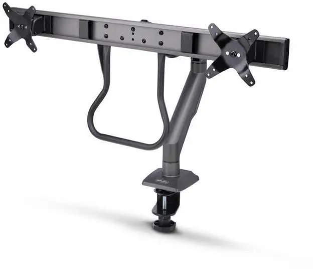 Main image of StarTech Desk Mount Dual Monitor Arm with Crossbar, Up To 27 Displays, VESA 75x75/100x100, Max 33lb/15kg, C-Clamp, Fully Articulating, Mechanical Spring, TAA - H2M1AS2-MONITOR-ARM