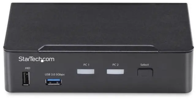 Main image of StarTech 2-Port DisplayPort KVM Switch, 4K 60Hz, DP 1.2, HDCP 1.4, EDID Management, 2-Port USB 3.0 Hub, 4x USB HID Ports, TAA Compliant - P2AD122-KVM-SWITCH