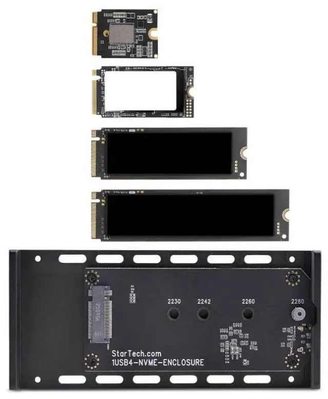 Alt view image 3 of 3 - StarTech USB4 M.2 NVMe Enclosure, 40Gbps, External USB-C/Thunderbolt NVMe SSD Enclosure, Aluminum Heatsink Case, B+M/M-Key - 1USB4-NVME-ENCLOSURE