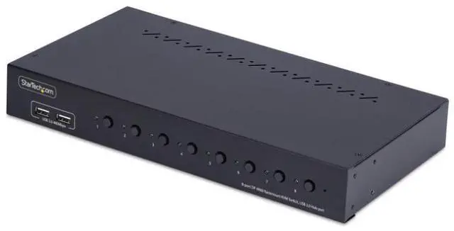 Main image of StarTech 8-Port DisplayPort KVM Switch with 1U Rack Mount Kit, 4K 60Hz DP 1.2, Push-Button & Hotkey Switching, 4-Port USB Hub, OS Independent, TAA Compliant - R8AD122-KVM-SWITCH