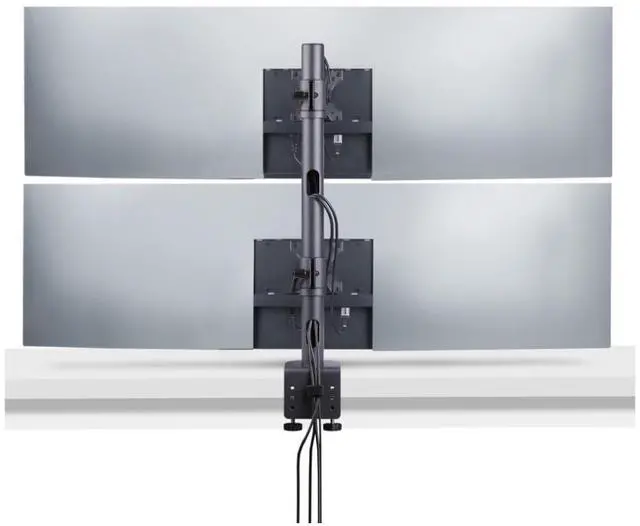 Alt view image 4 of 4 - StarTech Desk Mount For 2x Vertically Stacked Monitors, Dual 49, Total 70lb (32kg), C-Clamp, Quick-Release VESA System, Widescreen 16:9/Ultrawide 32:9, TAA - H2MPV-MONITOR-MOUNT