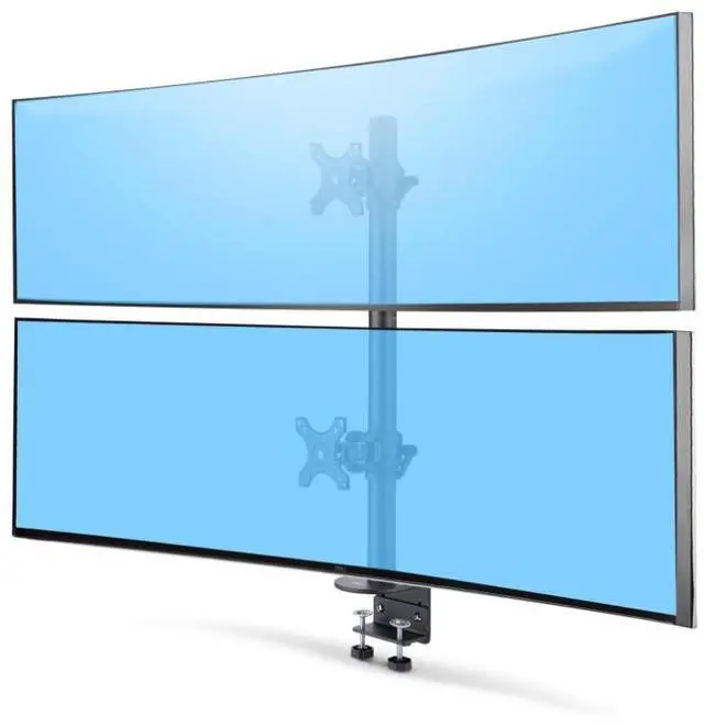 Main image of StarTech Desk Mount For 2x Vertically Stacked Monitors, Dual 49, Total 70lb (32kg), C-Clamp, Quick-Release VESA System, Widescreen 16:9/Ultrawide 32:9, TAA - H2MPV-MONITOR-MOUNT