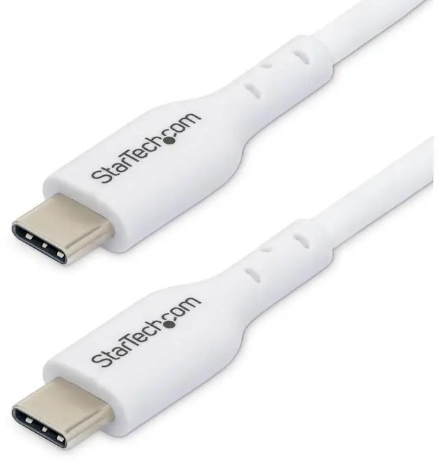 Main image of StarTech 3ft (0.9m) White USB-C Charging Cable, USB C Cable, USB 2.0 Type-C Laptop Charger Cord, 60W Power Delivery, TPE Jacket, USB-C Data Transfer Cable, M/M - USB2CC3FWHE