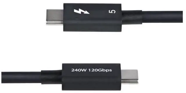 Main image of StarTech 2.6ft (80cm) Thunderbolt 5 Cable, 80Gbps/Up to 120Gbps, 240W PD, 8K 60Hz Video, Certified Thunderbolt Cable - Compatible w/Thunderbolt 4/USB4/USB-C - TBLT5MM80CM240W