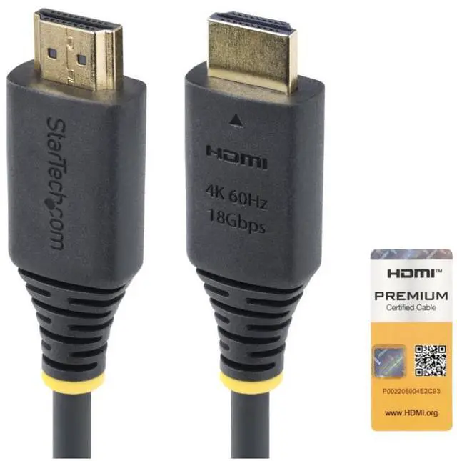Main image of StarTech 2m (6.6ft) Premium Certified High Speed HDMI Cable, 4K 60Hz/1440p 144Hz, HDR10/HDCP 2.2/ARC, 18Gbps, UHD HDMI 2.0 Cord for TV/Monitor, TPE Jacket - HDMI2-CABLE-4K60-2M