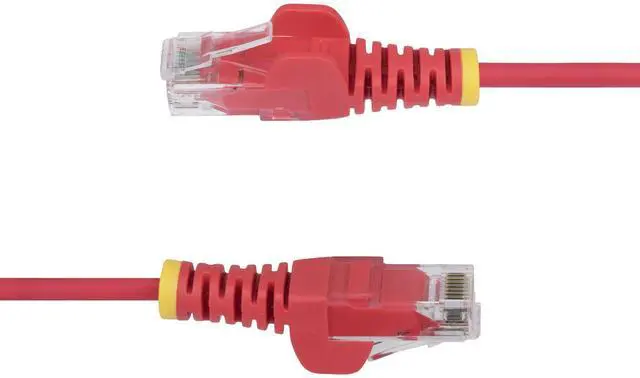 Alt view image 3 of 4 - StarTech 6in Red Slim CAT6 Ethernet Cable, Snagless, 100W PoE, UTP, LSZH, 28AWG Bare Copper Wire, Slim RJ45 Network Patch Cord, Fluke Tested N6PAT6INRDS