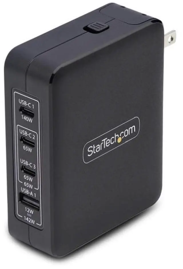 Alt view image 3 of 10 - StarTech 140W USB-C Wall Charger, 3x USB-C/1x USB-A, Portable PD 3.1 International GaN Power Adapter for MacBook, Dell XPS/Inspiron/Precision - 3114GCU-WALL-CHARGER