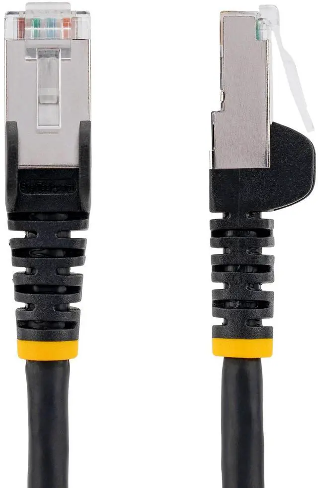 Main image of StarTech 6in CAT6a Ethernet Cable - Black - Low Smoke Zero Halogen (LSZH) - 10GbE 500MHz 100W PoE++ Snagless RJ-45 w/Strain Reliefs S/FTP Network Patch Cord Model NLBK-6IN-CAT6A-PATCH