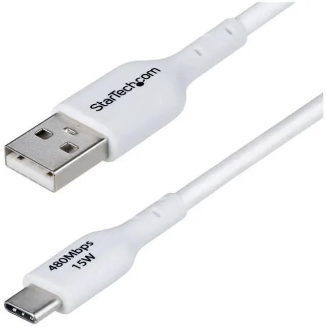 Alt view image 2 of 9 - StarTech 6ft (1.8m) USB-A to USB-C Charging Cable, Charge & Sync, 3A, USB 2.0, TPE Jacket - White USB Charging Cord - USB2AC6FWHE