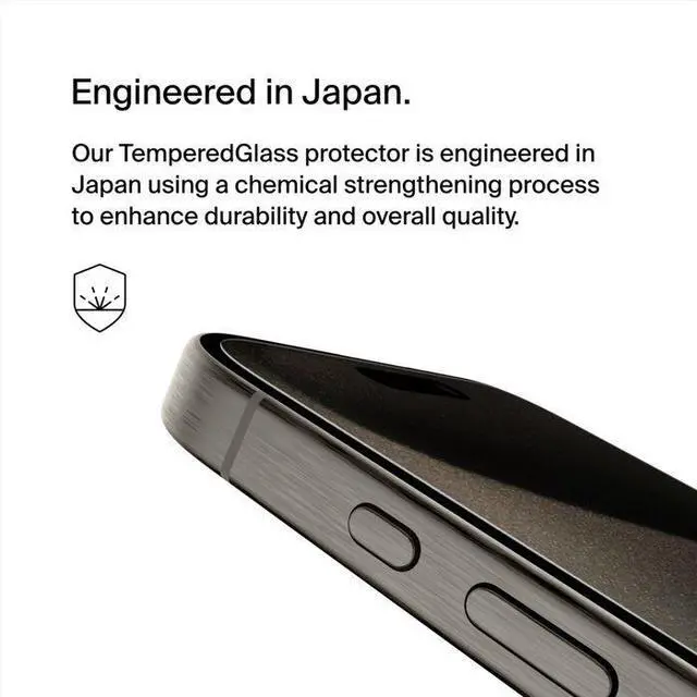 Alt view image 3 of 6 - Belkin TemperedGlass Privacy Treated Screen Protector for iPhone 15 Pro Model OVA149ZZ