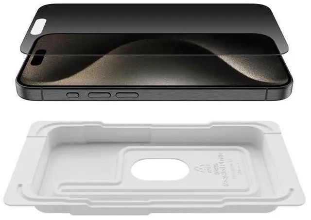 Alt view image 6 of 6 - Belkin TemperedGlass Privacy Treated Screen Protector for iPhone 15 Pro Model OVA149ZZ
