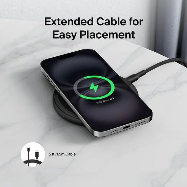 Alt view image 7 of 7 - Belkin Wireless Charging Pad 15W Model WIA012TTBK