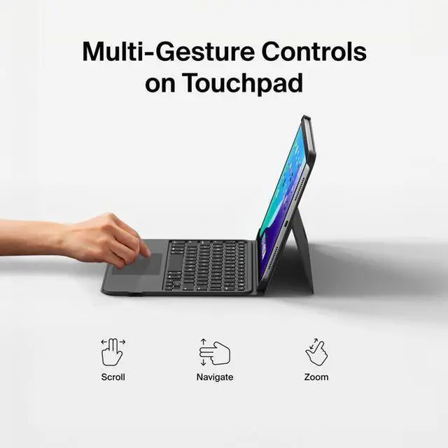 Alt view image 3 of 7 - Belkin Everyday Keyboard Case with Cradle for iPad 10.9" (10th Gen) Model BBZ001TT-V3