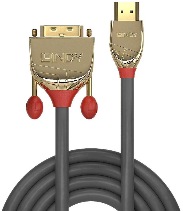 Alt view image 2 of 2 - Lindy 2m HDMI to DVI-D Cable Gold Line 36195