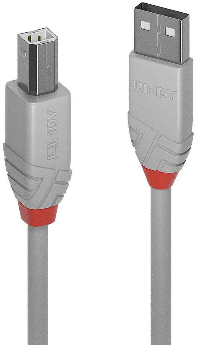 Main image of Lindy 3m USB 2.0 Type A to B Cable, Anthra Line, grey 36684