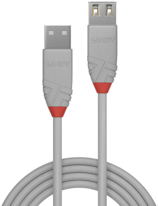 Alt view image 2 of 2 - Lindy 5m USB 2.0 Type A Extension Cable, Anthra Line, Grey 36715