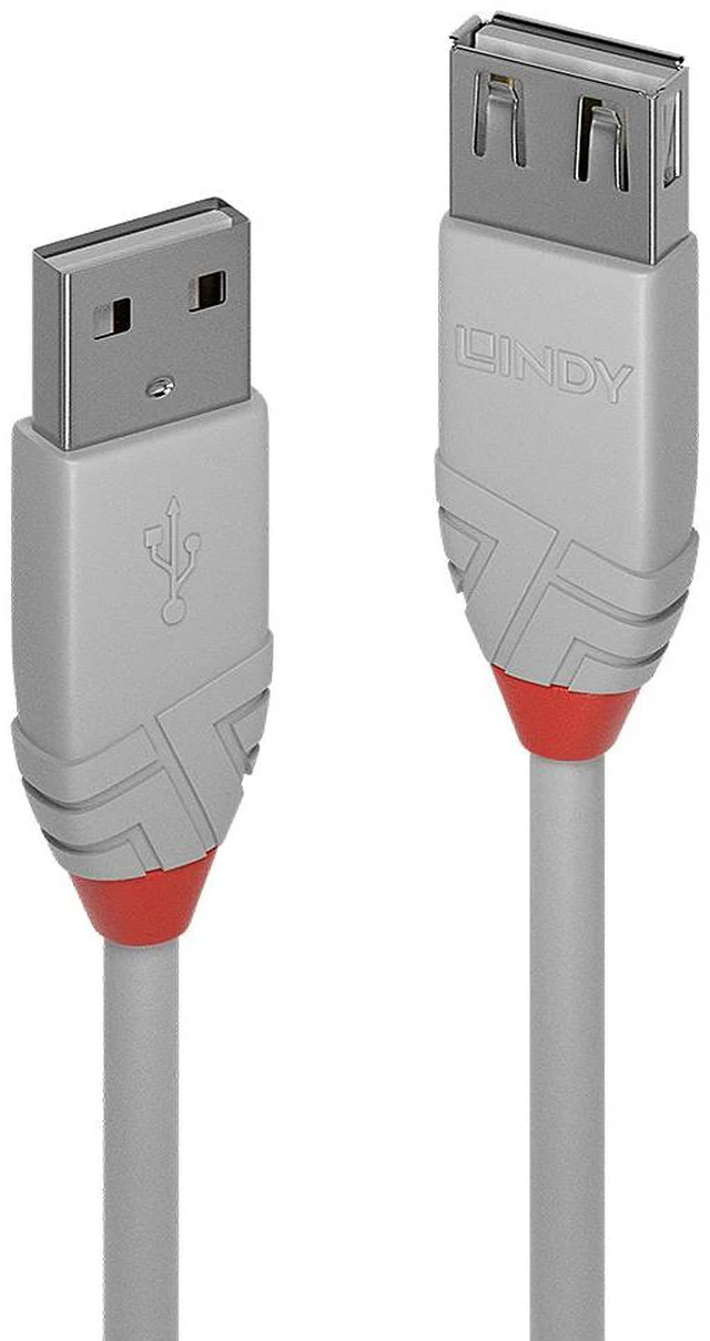Main image of Lindy 5m USB 2.0 Type A Extension Cable, Anthra Line, Grey 36715