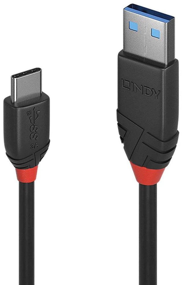 Main image of Lindy 1m USB 3.2 Type A to C Cable, 10Gbps, Black Line 36916