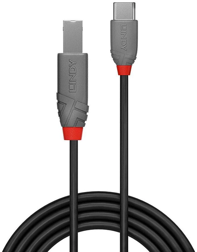 Alt view image 2 of 7 - Lindy 0.5m USB 2.0 Type C to B Cable, Anthra Line 36940