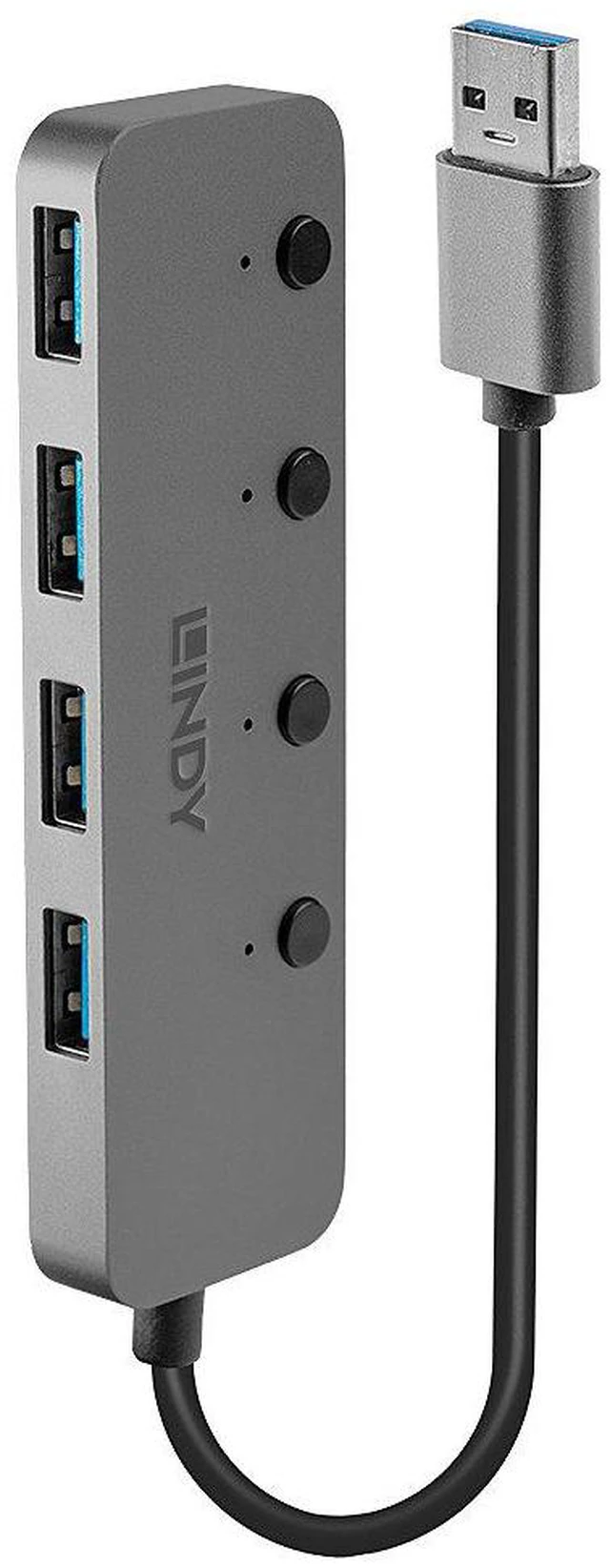 Main image of Lindy 4 Port USB 3.0 Hub with On/Off Switches 43309