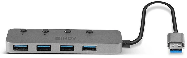 Alt view image 3 of 8 - Lindy 4 Port USB 3.0 Hub with On/Off Switches 43309