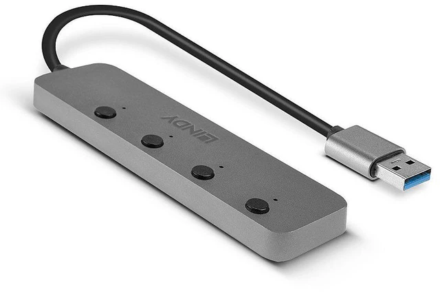 Alt view image 2 of 8 - Lindy 4 Port USB 3.0 Hub with On/Off Switches 43309