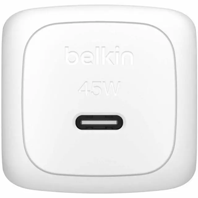 Alt view image 2 of 7 - Belkin 45W Portable Cubic USB-C Wall Charger w/ USB-C Cable 1xUSB-C Foldable Prongs Fast Charge Power Adapter White Model WCA013DQ1MWH-B6