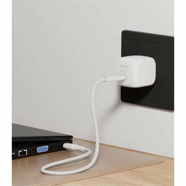 Alt view image 7 of 7 - Belkin 45W Portable Cubic USB-C Wall Charger w/ USB-C Cable 1xUSB-C Foldable Prongs Fast Charge Power Adapter White Model WCA013DQ1MWH-B6