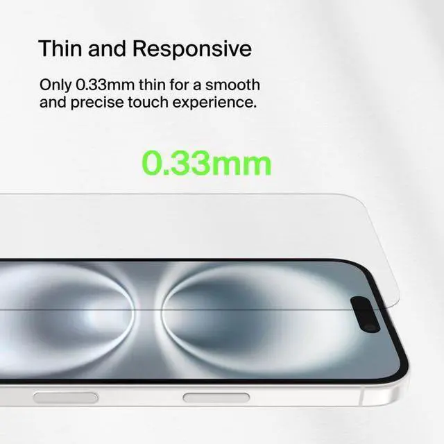 Alt view image 3 of 7 - Belkin TemperedGlass Treated Screen Protector for iPhone 16 / iPhone 15 / iPhone 14 Pro Model OVA135ZZ